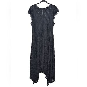 NWT Torrid Lace Ruffle Short‎ Sleeve Asymmetrical Hem Maxi Dress Black 2X